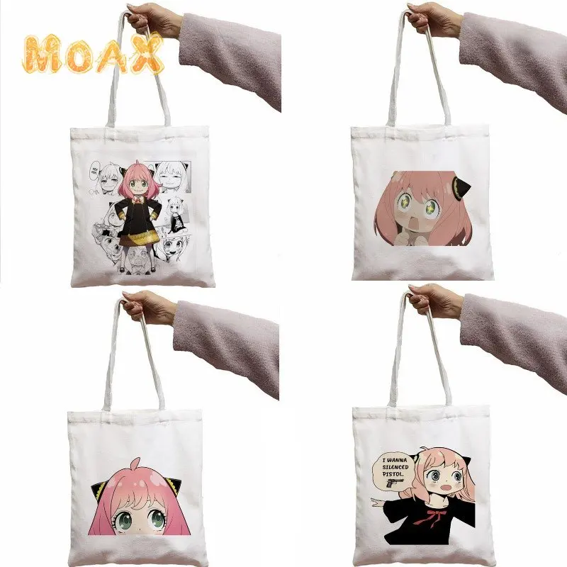 

Anya Smug Kawaii Women Shoulder Bag Canvas Bag Handbags Japan Style Anime Spy X Family Shopping Bags Casual Girl’s School Bag