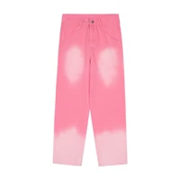 houzhou pink distressed jeans men harajuku fashion y2k clothes denim trousers male loose casual pants japanese steerwear hip hop