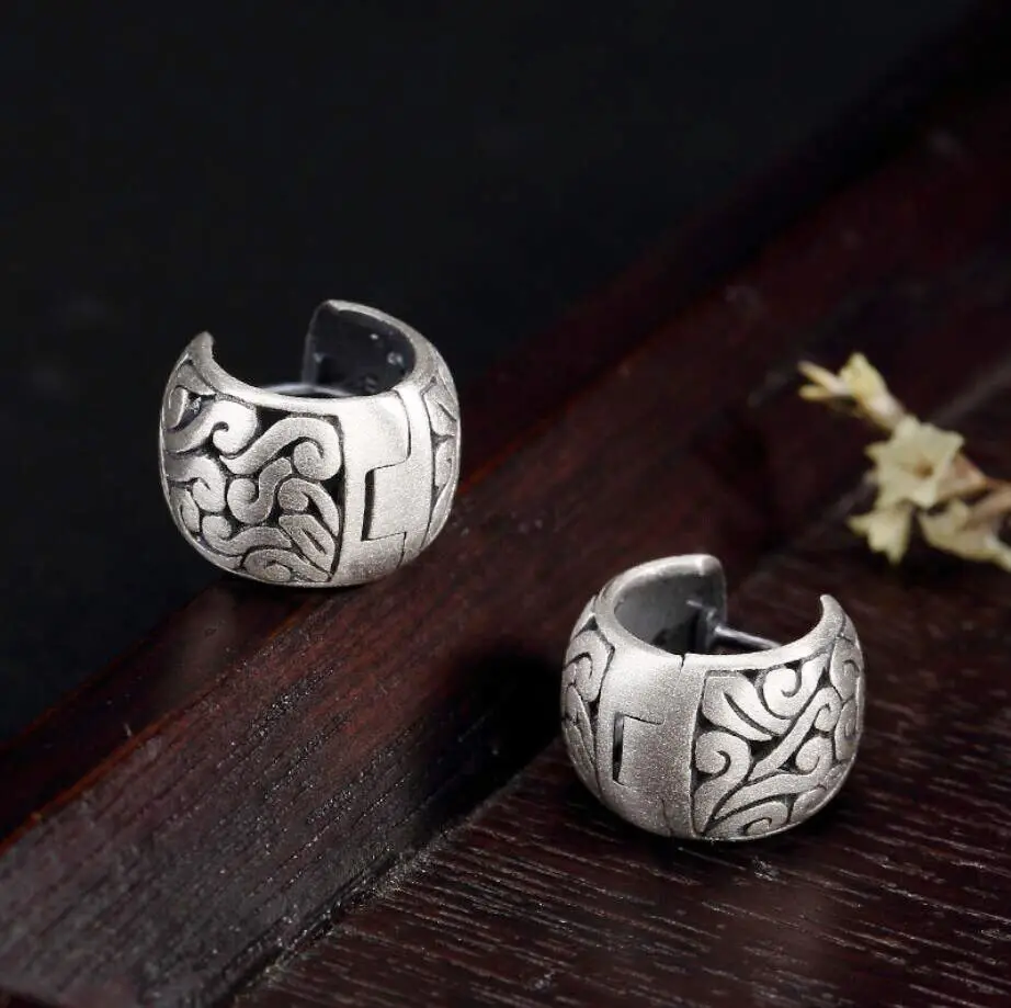 

925 Sterling Silver Filigree Huggie Hoop Earrings A1747