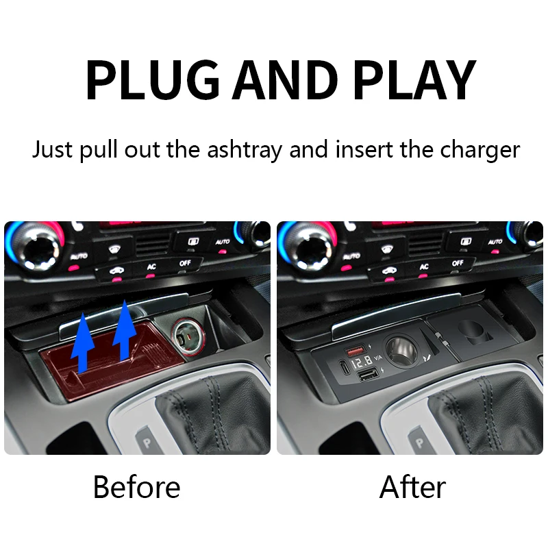 Автомобильное зарядное устройство для Audi A4 B8 A5 Allroad S4 RS4 Q5 SQ5 S5 RS5 USB Быстрая зарядка