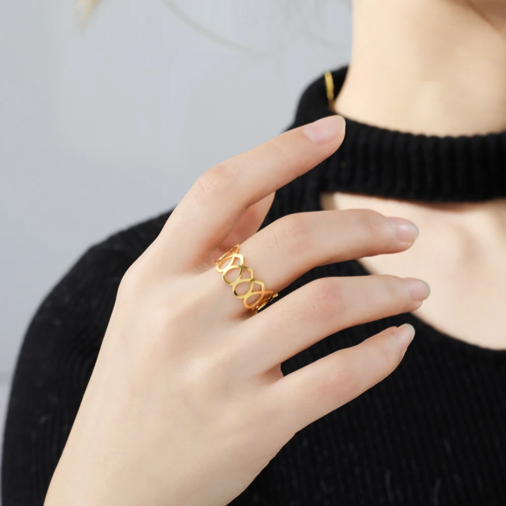 Skyrim регулируемые милые Полые кольца в форме сердца для женщин и девочек