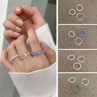 2022 summer 3pcsset acrylic ring set light color system resin beaded elastic rings bridal engagement women finger jewelry gifts