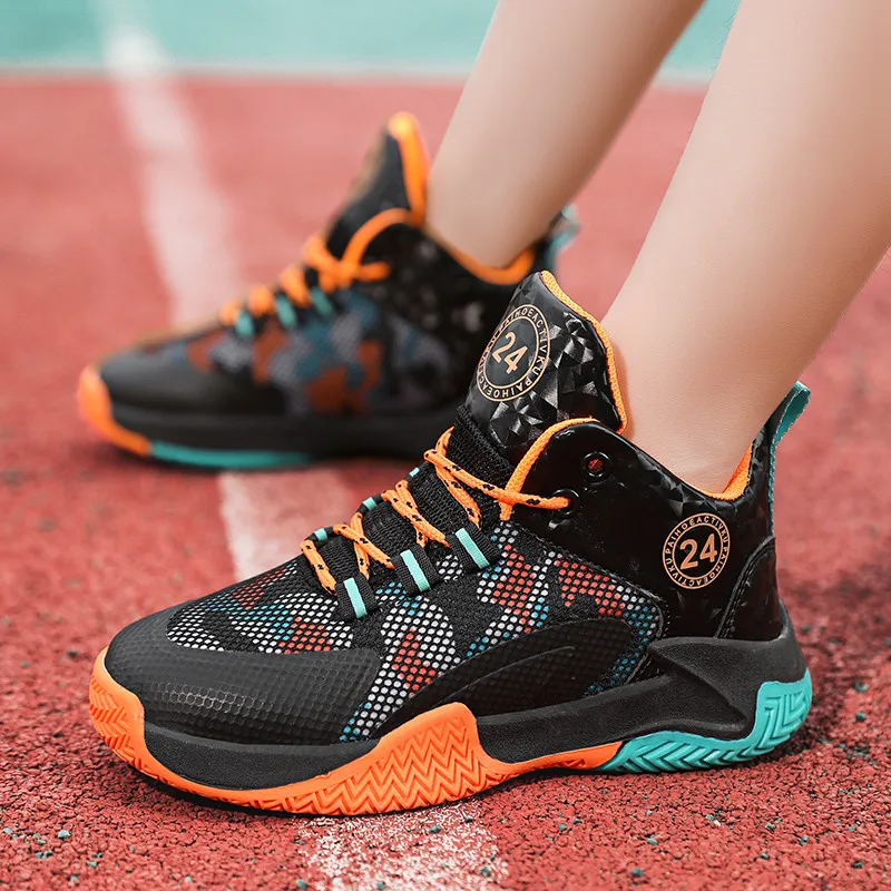 Summer Breathable Boy Basketball Sneakers Comfortable Anti-Shock Kids Basketball Shoes Rubber Anti-slip Children's Sports Shoes