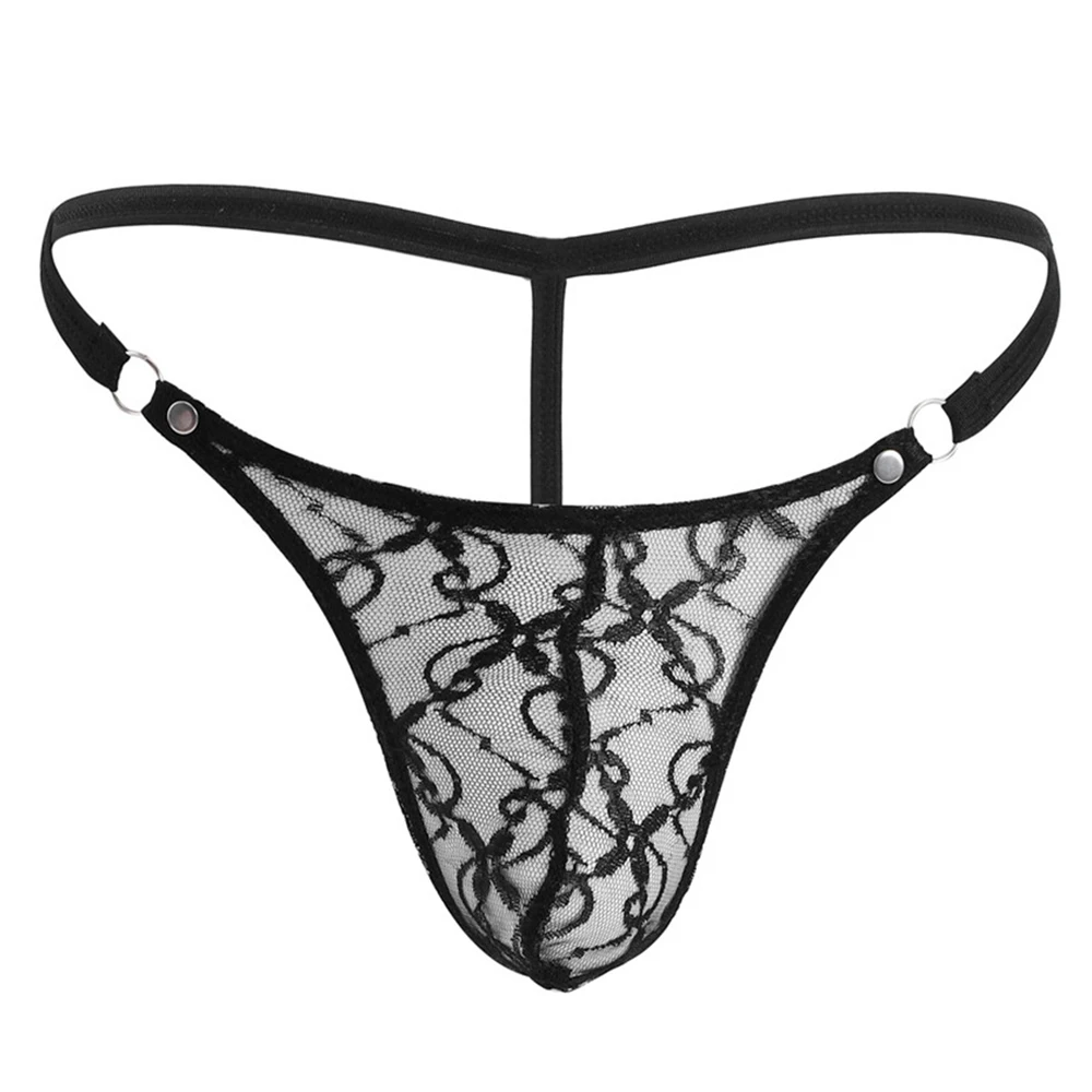 

Men Sheer Lace G-string Sissy Open Butt Underwear Backless Underpants Male Sexy Pouch Panties Gay Bikini Briefs Erotic Lingerie