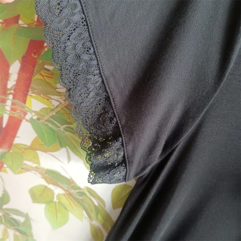 Summer Plus Size Night Dress Women Cool Knit Lace V-neck Short Sleeved Dress Chest Circumference 82-134cm Loungewear