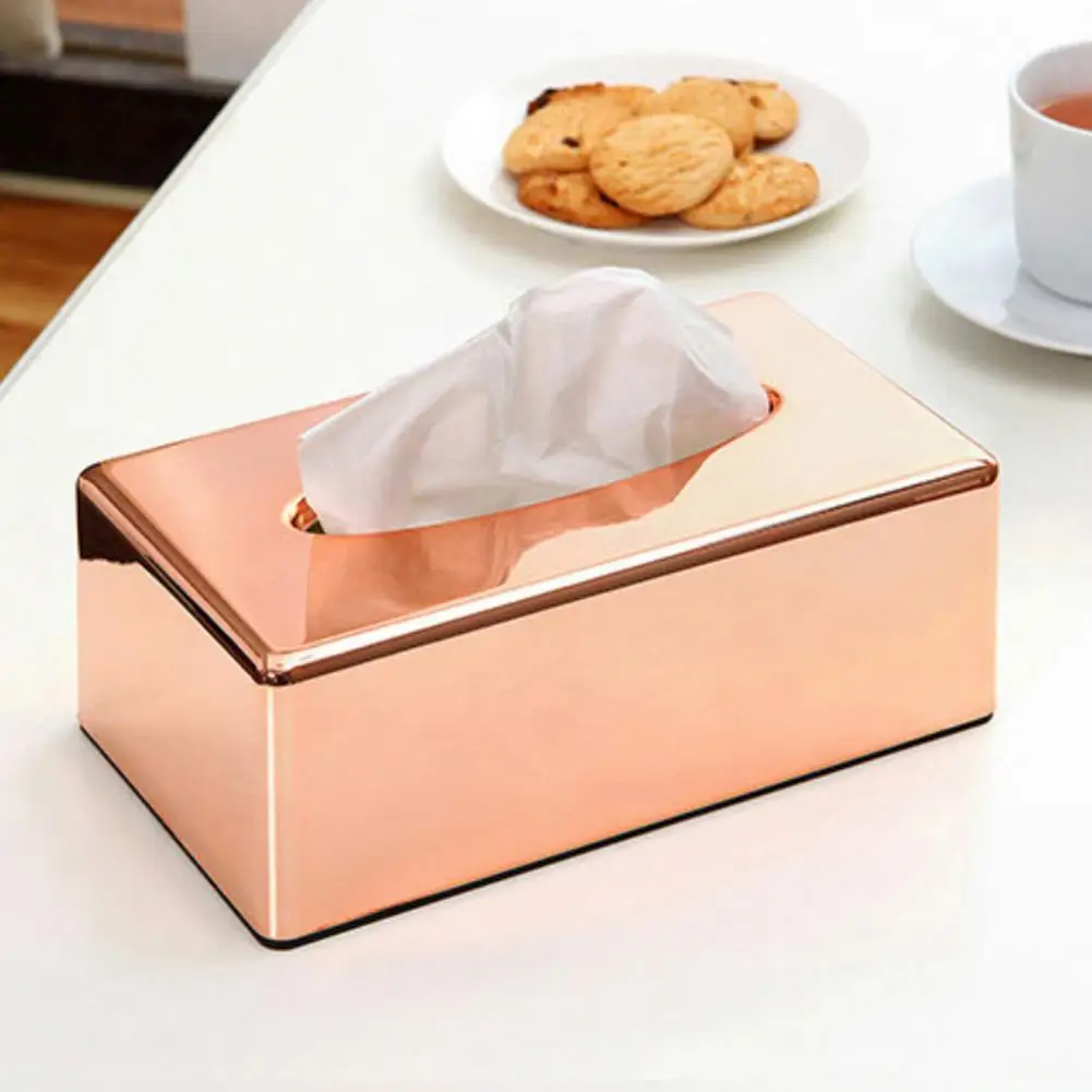 

ABS Rectangle Tissue Box Paper Napkin Holder Case Container Elegant Plastic Tissue Paper Dispenser Office Home Desk Car Organize