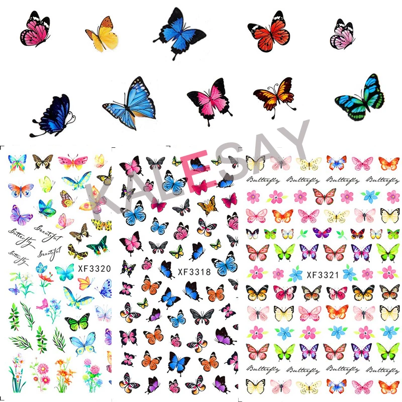 

Наклейки для дизайна ногтей, цветные наклейки для ногтей в виде бабочек, декоративные наклейки для ногтей, самоклеящиеся высококачественны...