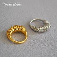 timeless wonder brass geo knot cocktail rings for women designer jewelry punk gothic ins trendy top korean sweet gift prom 1174