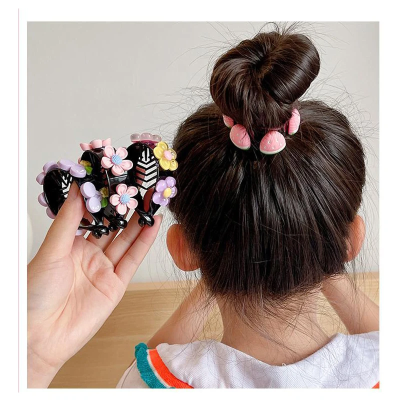 

Children's Summer Horsetail Clip Back Head Horsetail Buckle Hairpin Cartoon fruit pattern Cute Girl For Grip Clip Girl Hairpin