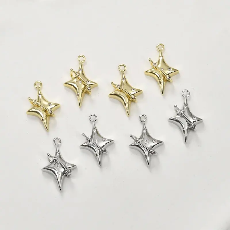 

2PCS 12.3*19.6mm 14K Gold Filled Star Pendant DIY Handmade Jewelry Accessories Zircon Charm Necklace Bracelet Pendant Material