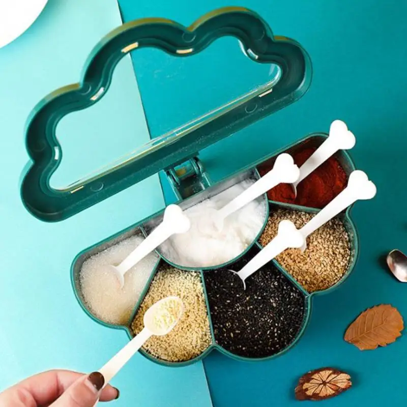 

Seasoning Box Combination Set Household Kitchen Supplies Salt Sugar Monosodium Glutamate Four-compartment Storage Moisture-proof