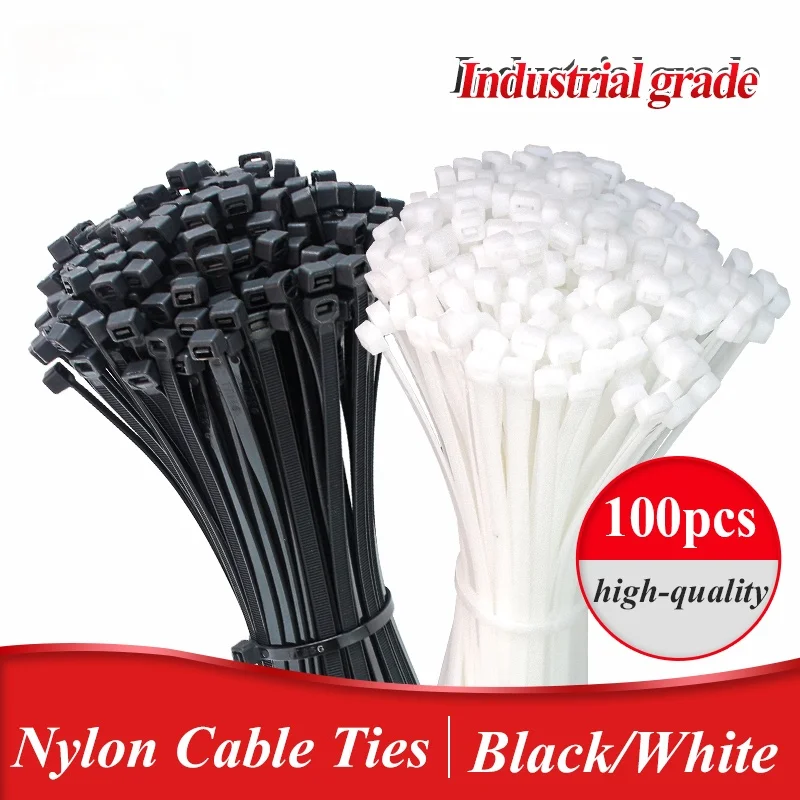 

500pc Self-locking Plastic Nylon Tie Black Zip Wraps Strap Nylon Cable Ties Holder Fastening Ring 3X200 Loop Wire Wrap 4x200
