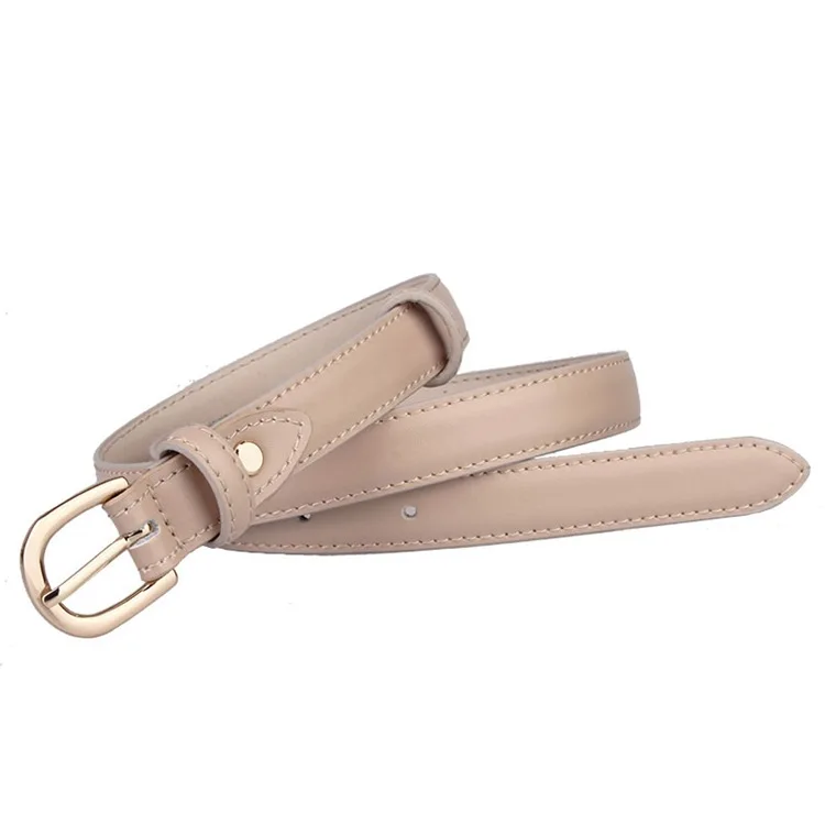 Genuine Leather Women 2.5cm Width Belt Pin Buckle Belt For Daily Use