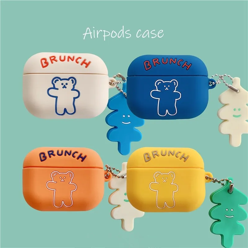 

Cute Soft Silicone Case Bear Suitable for AirPods Pro Protective Cover 2 Generation Bluetooth Headset Soft Shell Cartoon Female