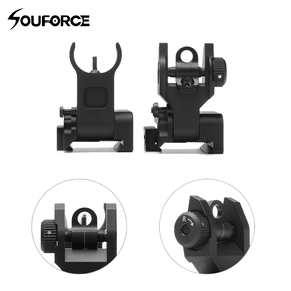 

Flip Up Front Hinten Eisen Sight Set Dual Half Moon Form BUIS Sehenswürdigkeiten für 20mm Montieren von jagd Gun Gewehr Airsoft