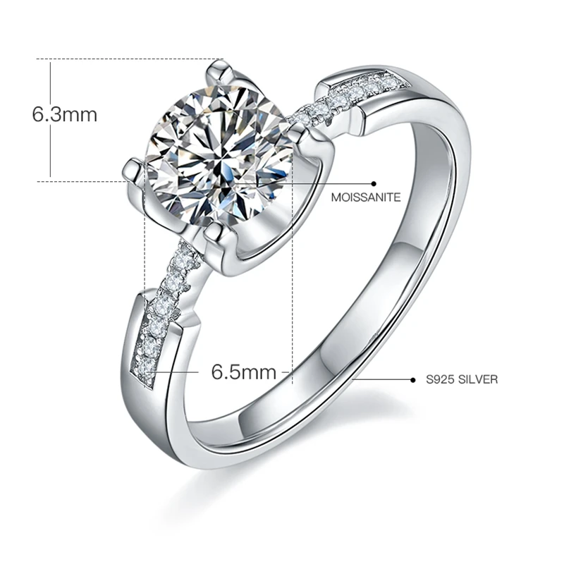 LUSTER 6 5 пробы с муассанитом 18 К 925 мм