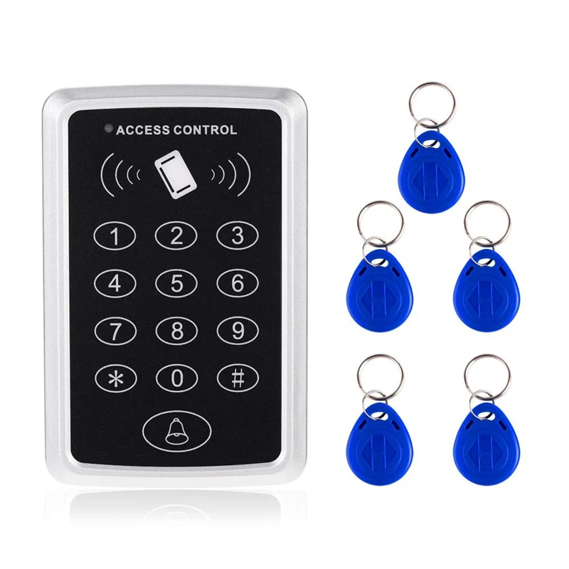 

Door Access Control System, 125Khz RFID EM ID Stand-Alone Password Keypad With RFID Key Fobs Keychains For Home Security