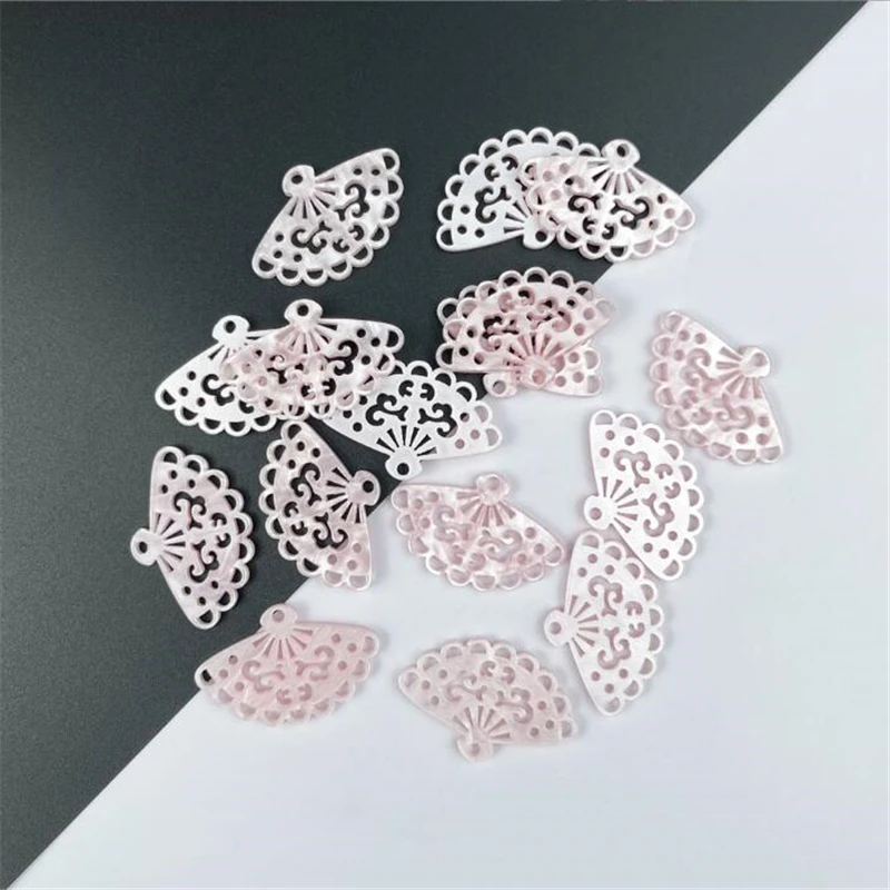 New Creative Acetic Acid Hollow Fan Charms Connectors Diy Pendant Earrings Hairpin Jewelry Making Resin Acessories Material