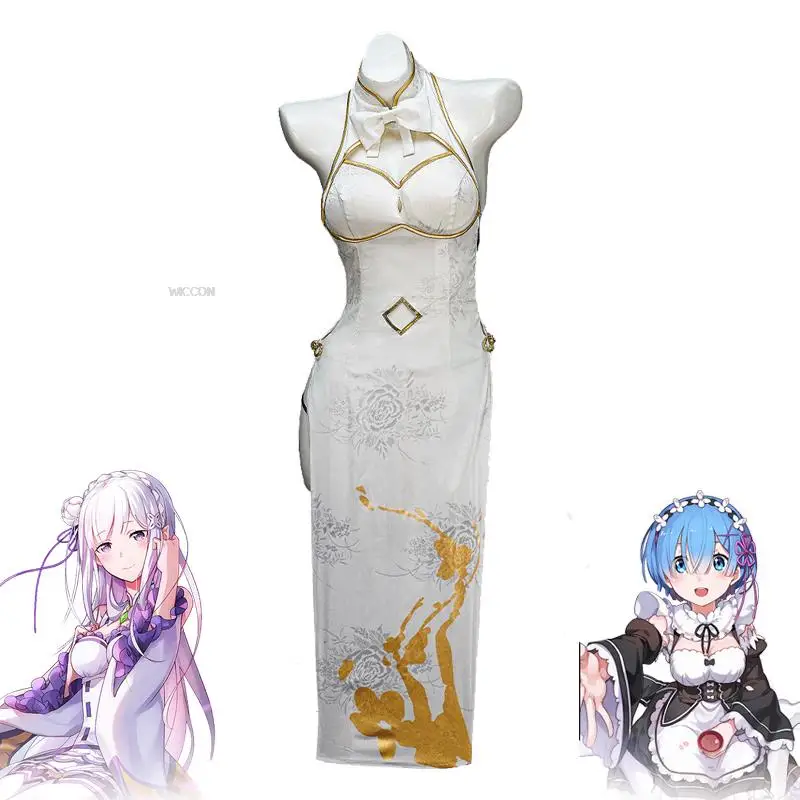 Emilia/Rem/Ram Косплей Аниме Re Zero Изящная Красота Cheongsam Emilia Rem Плюс Размер Костюм