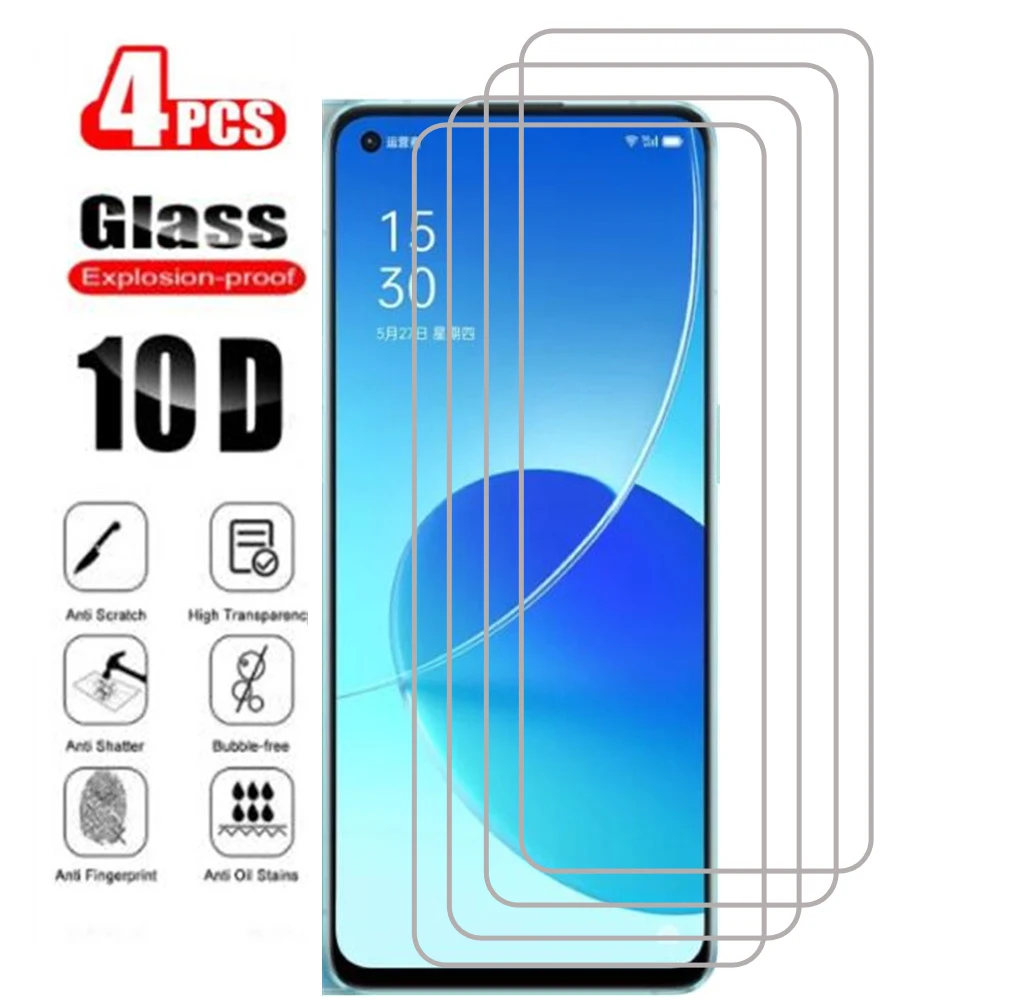 

4pcs Protective Glass For Oppo Reno6 5G Tempered Glass On Reno6Z Reno 6 Z 6Z Guard Armor Screen Protector HD 9H Cover Phone Film