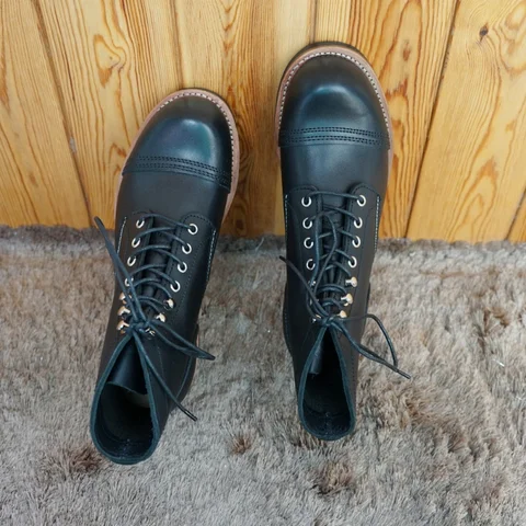 Классические кожаные мотоциклетные ботинки в стиле ретро с круглым носком, 8111