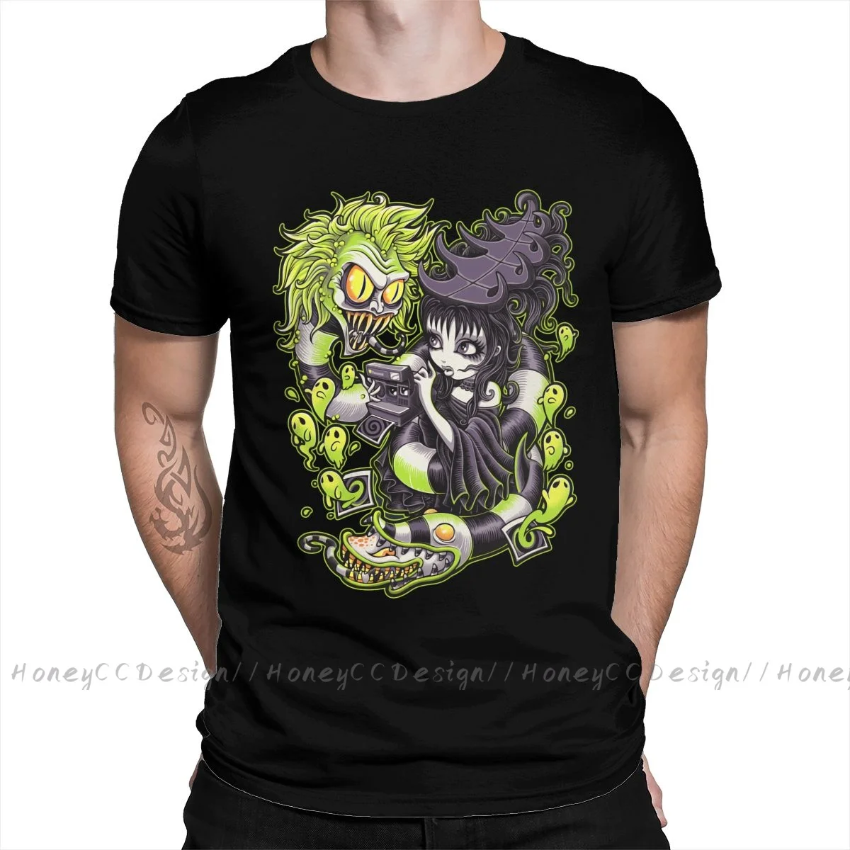 High Quality Men Gothic Black T-Shirt Strange And Unusual Pure Cotton Shirt Tees Harajuku TShirt