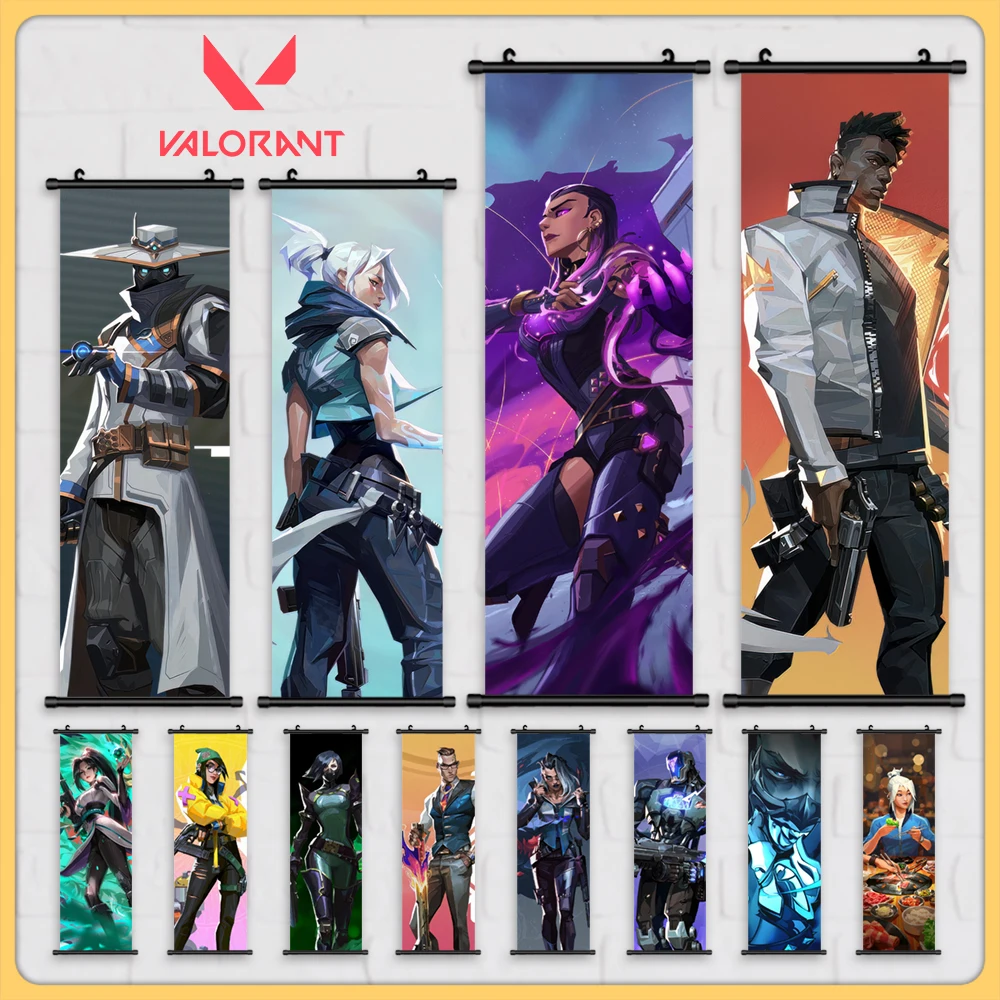 1 шт. аниме игровой постер картина VALORANT подвесные свитки домашний декор