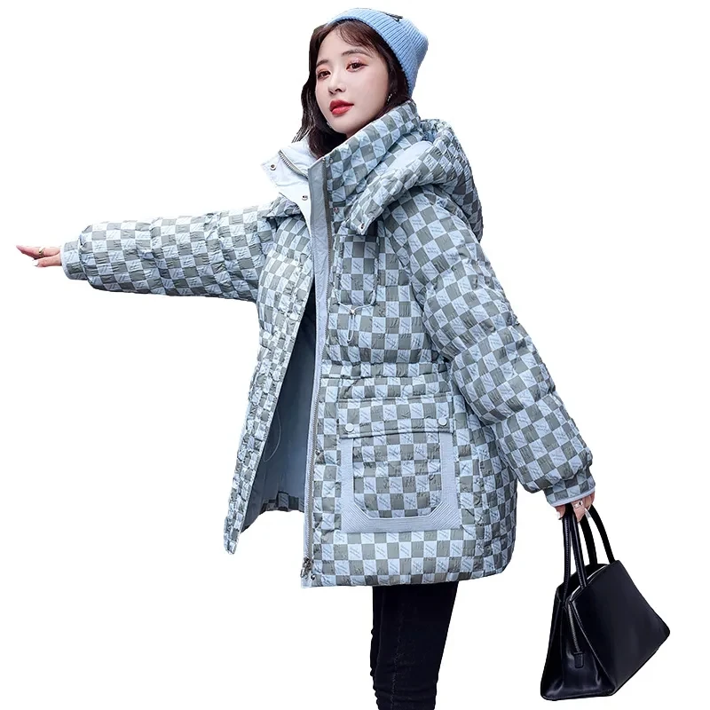 Down Cotton Jacket Women 2022 Winter New Temperament Fashion Casual Padded Coat Female Loose Hooded Long Thick Warm Parkas