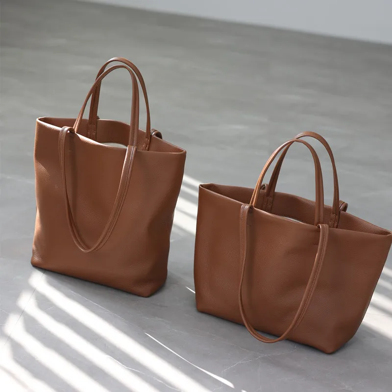 

Genuine Leather Tote Bag For Women With Zipper Pocket Handbags For Ladies' Shoulder Bags Can Hold Laptop