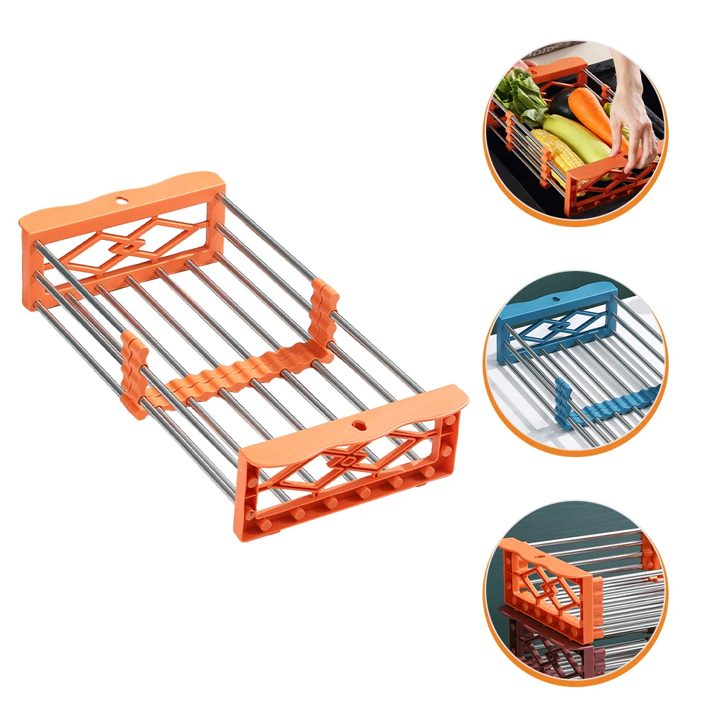 

Sink Drain Basket Rack Kitchenstrainer Dish Stainlessbottom Retractable Draining Extendable Telescopic Drying Fruit Colander