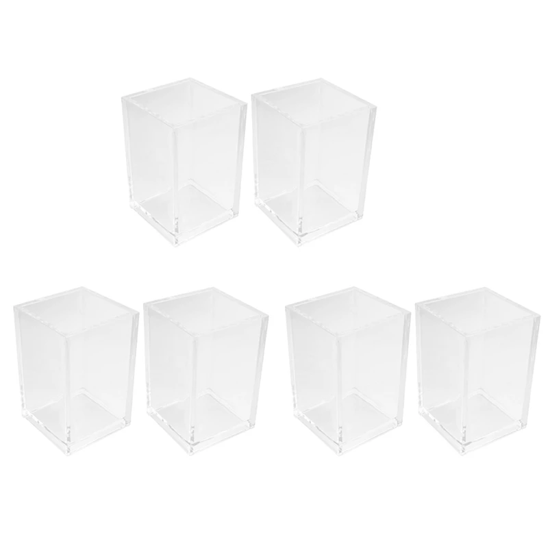 

Acrylic Pen Holder 6 Pack,Clear Desktop Pencil Cup Stationery Organizer for Office Desk Accessory