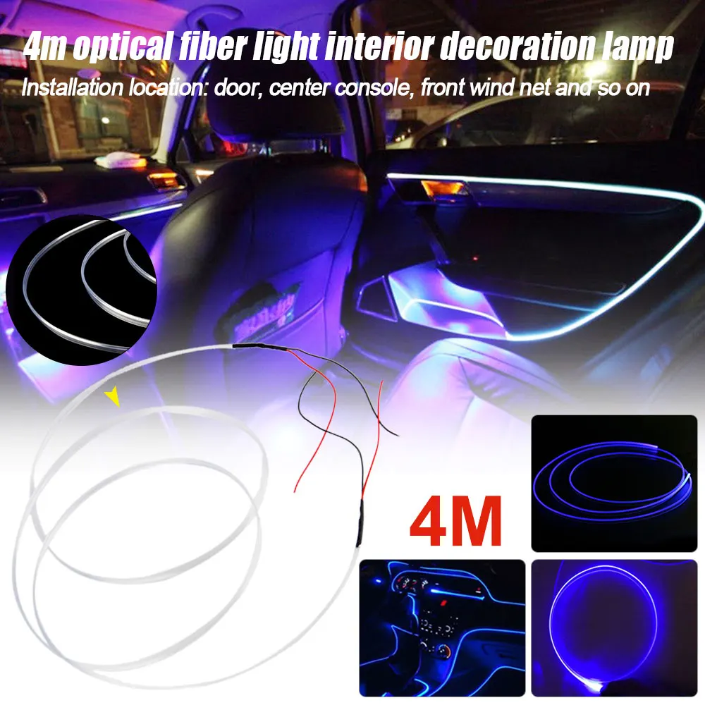 

1pc 4M Car Home Decorative Lamp Auto Interior Lighting Atmosphere Light Strip Fiberglass Neon Light 12V Blue Car Styling DIY