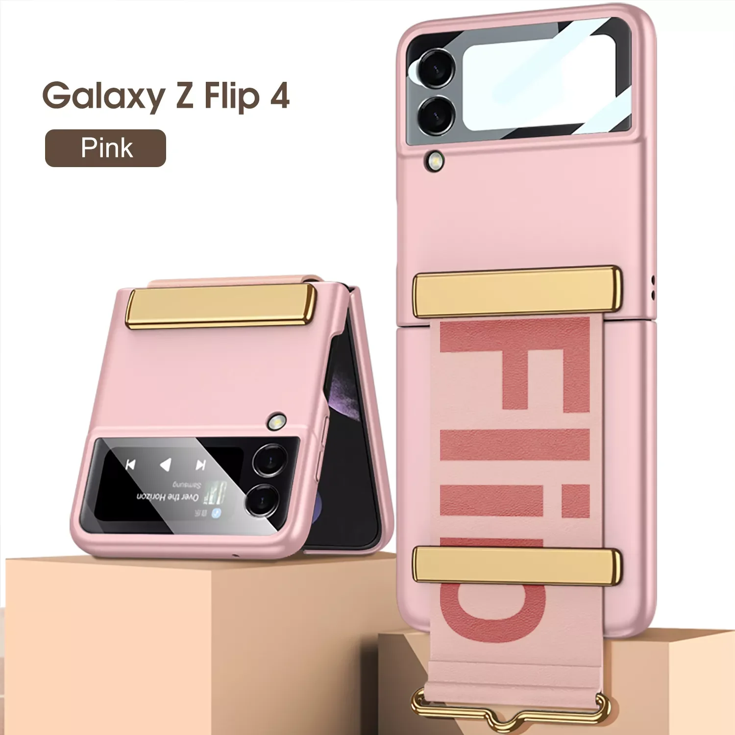 Ultra-Thin Phone Case  Galaxy Z Flip 4 Fashion All-inclusive Shell with Wristband Bracket Cover for Galaxy Z Flip 3