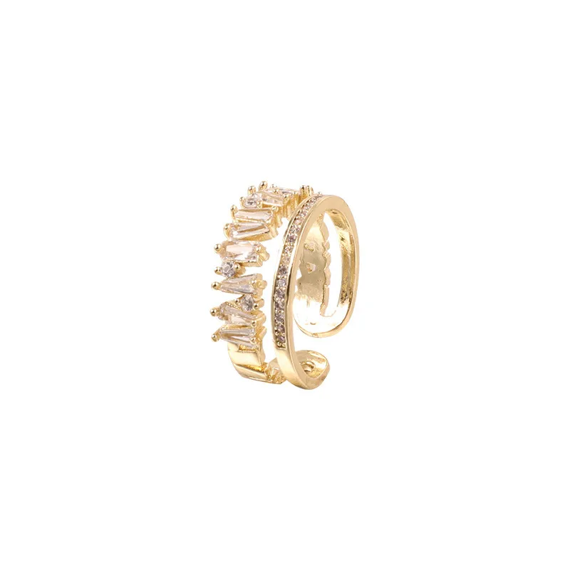 Women High Quality Fashion Gold Color Royal Crown Chop Ring Luxurious Personality Charm Elegant Jewelry