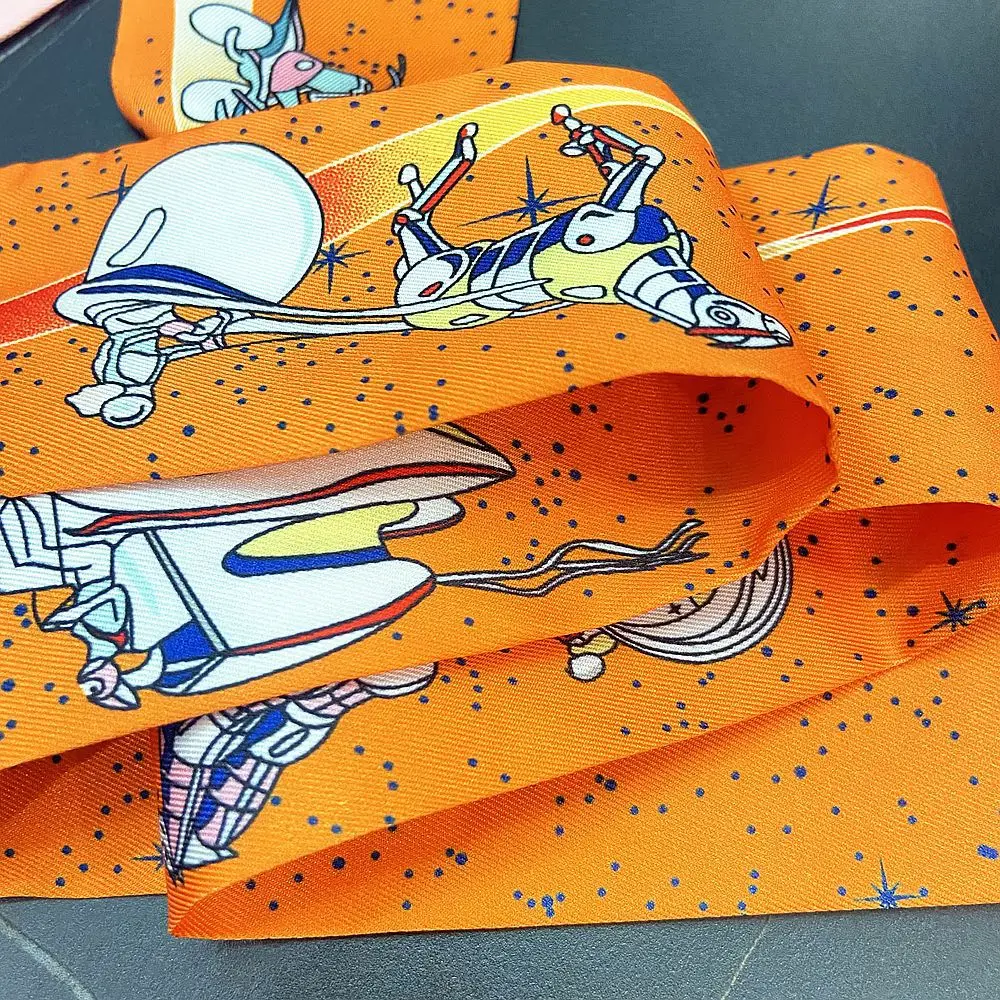 Маленький шелковый шарф для женщин новинка Сумка с принтом и ручками ленты