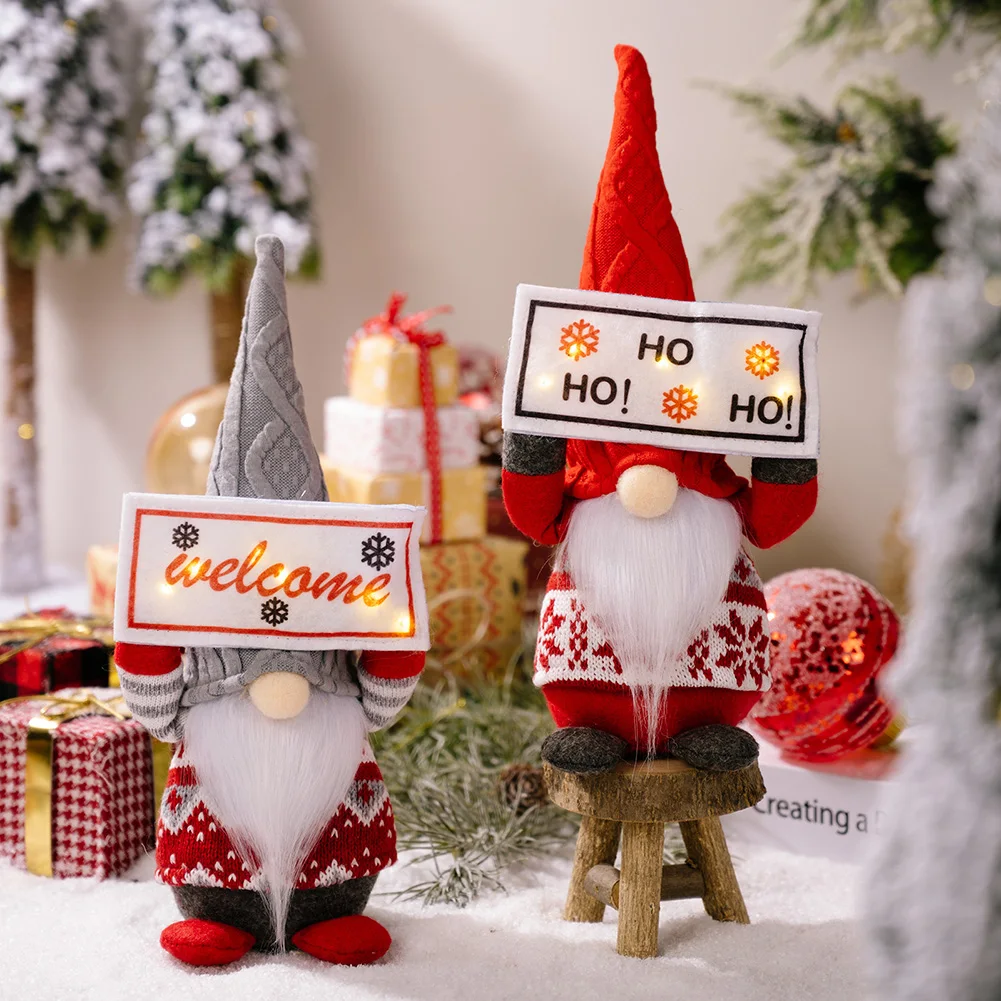 

2023 New Christmas Gnome Ornaments Faceless With Light Sign Doll Xmas Window Atmosphere Decors Gift New Year Decor Navidad Noel