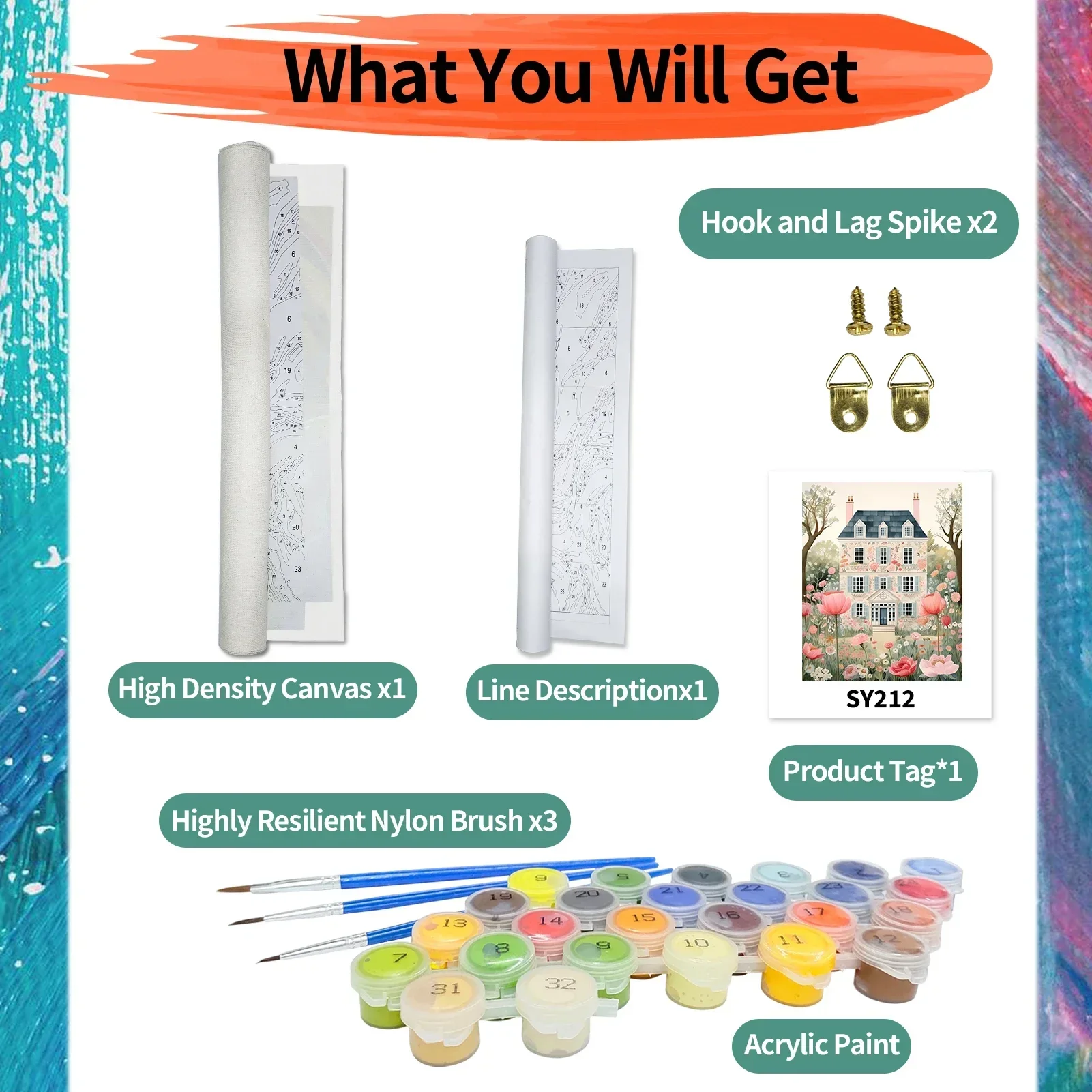 121806 DIY Набор красок по номерам для взрослых - Замок акриловая цифровая картина