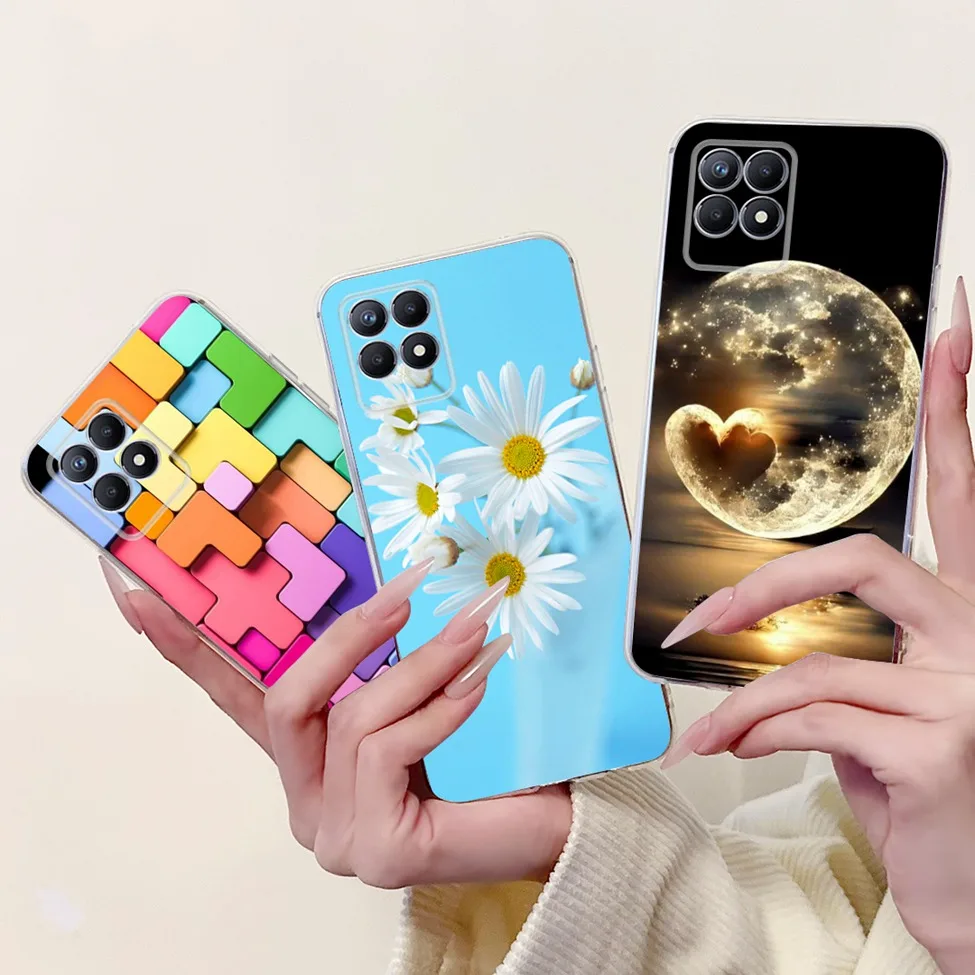 Фото Прозрачный чехол для Realme 8i, чехол RMX3151, роскошный чехол с бабочкой и цветами любви, крутой окрашенный чехол для телефона Realme Narzo 50 RMX 3286, чехол №5