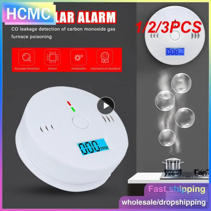 

1/2/3PCS Sensor High Sensitive Wireless Carbon Monoxide Poisoning Smoke Detector Warning Alarm Detector LCD Indicator for Home