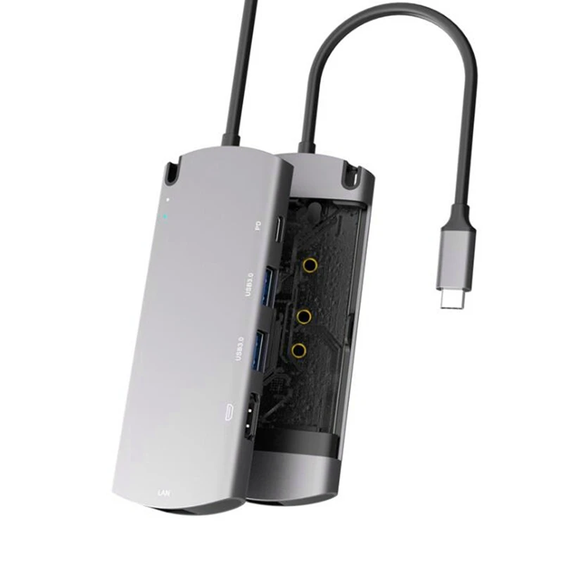 

Док-станция USB3.1 с коробкой для жесткого диска, поддержка твердотельных жестких дисков M.2NGFF с быстрой зарядкой PD/интерфейсом RJ45/HDMI