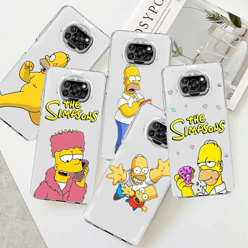 

Disney Simpsons Bart Homer Phone Case For Xiaomi Mi Poco X4 X3 NFC F4 F3 GT M4 M3 M2 X2 F2 Pro C3 C40 C3 5G Transparent Cover