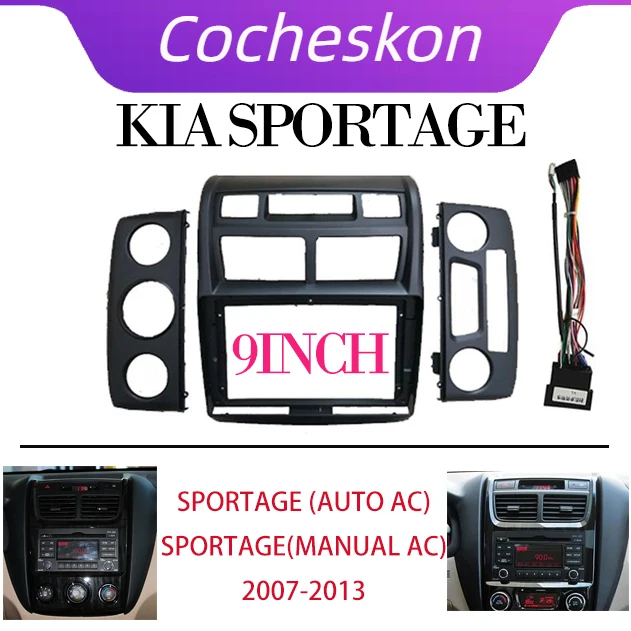 

Car Accessory 2 Din 9 Inch Radio Fascia DVD GPS MP5 Panel Frame for Kia Sportage 2007+ Dashboard Mount Kits