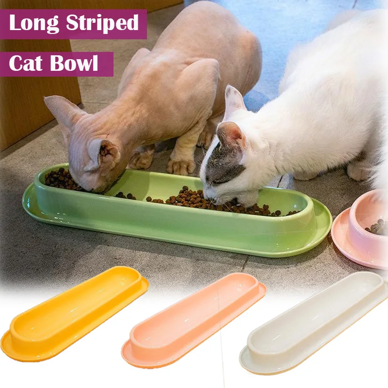 

Cat Bowl Extended Cat Feeding Bowl Long 15° Tilt Pet Food Water Bowl Cat Dog Spill Resistant Non-Slip Long Feeding Supplies