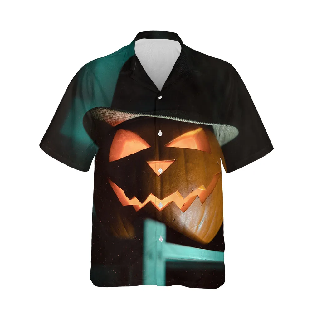Jumeast 3D Halloween Festival Clothing Blouses Casual Breathable Mens Hawaiian Shirt Short Sleeve Fashion Streetwear Men Shirt