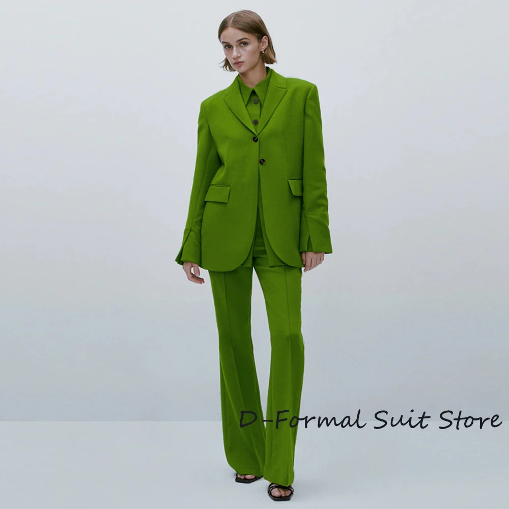 Women's 2 Piece Suit Fashion Solid Green Party Pant Set Temperament High Street Luxury Women Blazer Suits فساتين quinceanera