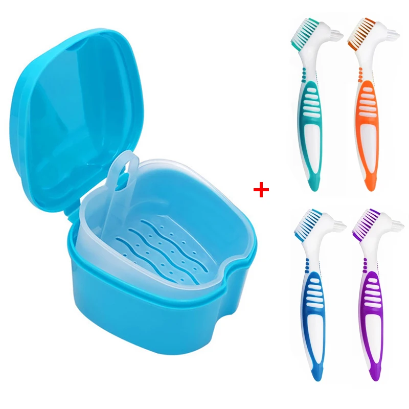 Коробка для зубных протезов и щетка щеток коробка ухода за зубными протезами