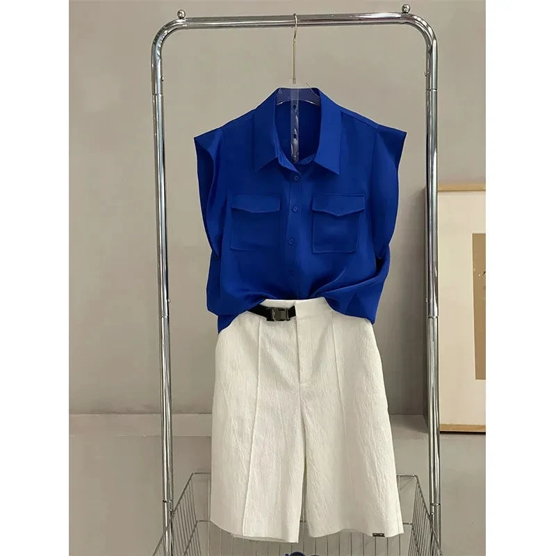

2022 summer new fashion light mature women's clothing Hong Kong-style high-end sense playful lively shirt shorts two-piece set