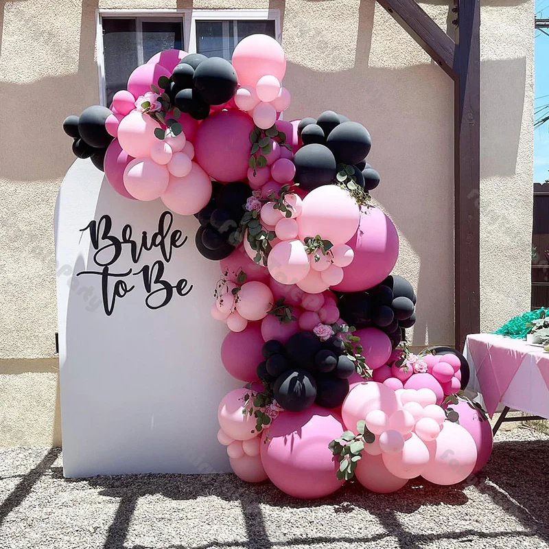 

128pcs Pastel Balloon Garland Kit Retro Rose/Baby Pink and Matte Black Balloon Arch Ballons Decoration Birthday Wedding Decor