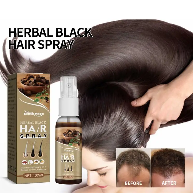 

Черный спрей для волос 100 мл против выпадения волос против белых волос глубоко увлажняющий растительный экстракт волос товары для парикмахерской