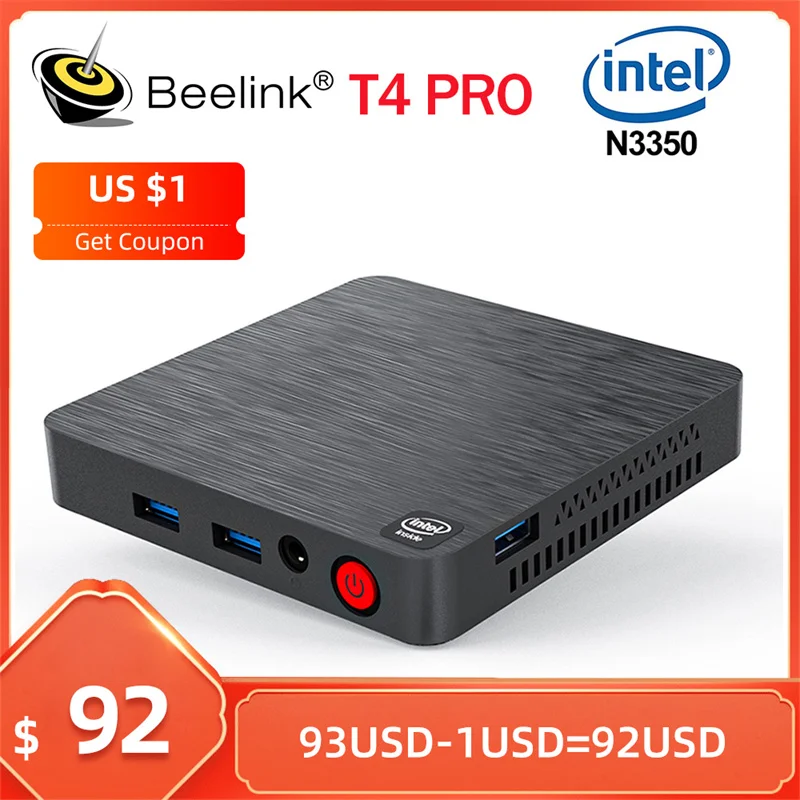 Beelink T4 Pro мини-ПК Intel Apollo Lake процессор N3350 Windows 10 4K 4 Гб 64 5 8 ггц WiFi BT4.0 1000M AC Wifi
